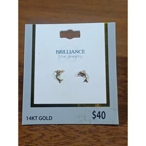 14k yellow gold dolphin earrings Brilliance Fine Jewelry New